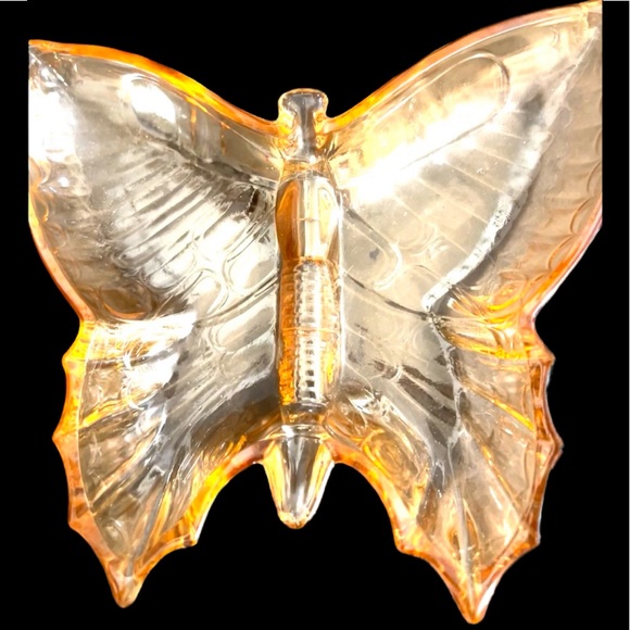 Beautiful Orange Carnival glass Butterfly Trinket Dish - Picture 1 of 4